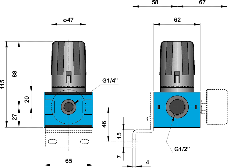 Регулатор на налягане 1/2" без манометър Регулатор на налягане 1/2" без манометър